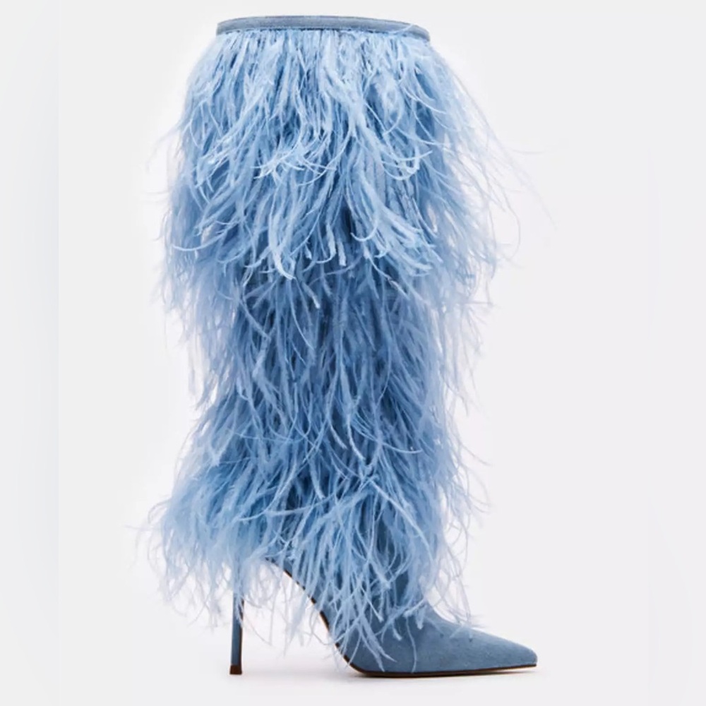 Steve Madden Pascall Denim Fabric Knee High Boots